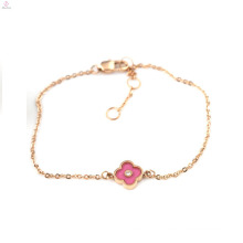 Valentines Gift Rose Gold IP Plated Zircon Lucky Four Leaf Clover Bracelets